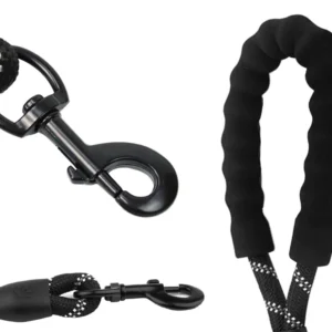 hundkoppel med skumhandtag och karbinhake