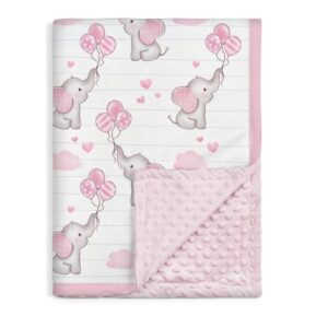 Babyfilt elefant i mjukt tyg med rosa elefantmotiv