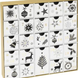 Adventskalender med 24 lådor – Vit & Guld