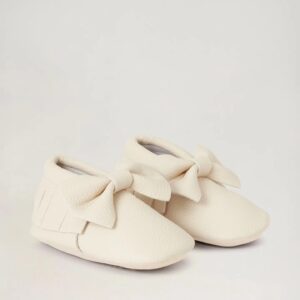 BabyMocs Bow Mocs Benvit med Avtagbar Rosett